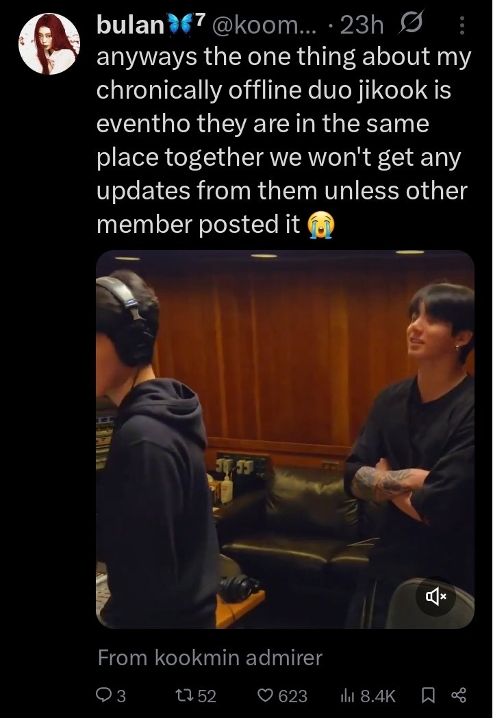 Chronically offline duo only meets when its company schedule, their meetups/sightings are broadcasted and content is owned by company. Your leech don't leave tagging jks voice, you feel he will gatekeep the photos or vids? 😭😭😭