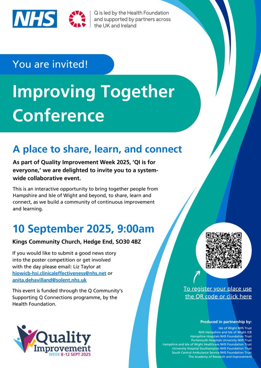 Improvement is for everyone! This is a great opportunity to attend a free, local conference, learning and sharing with colleagues from across our region. Spaces available!