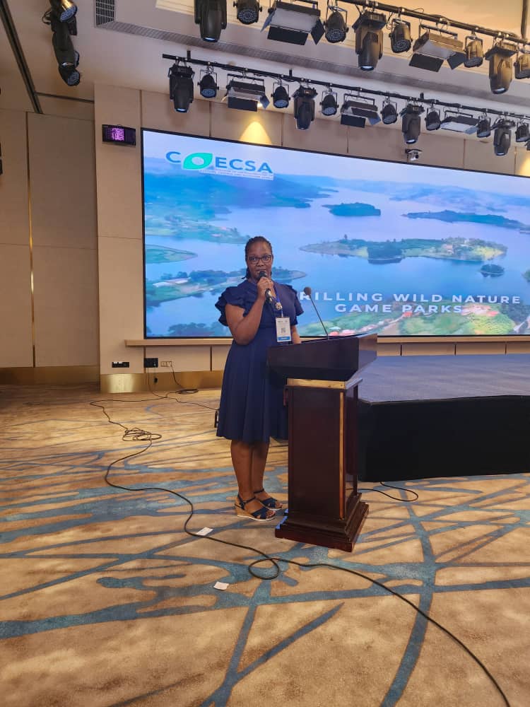 Our Secretary General Dr. Nakubulwa <a href="/kirudduNRH/">KIRUDDU NATIONAL REFERRAL HOSPITAL</a> giving an acceptance speech on behalf of the Society after receiving the button to host the 13th COECSA Congress in Uganda. It is really a great opportunity on collaboration and partnership to advance Eye care in the COECSA region.