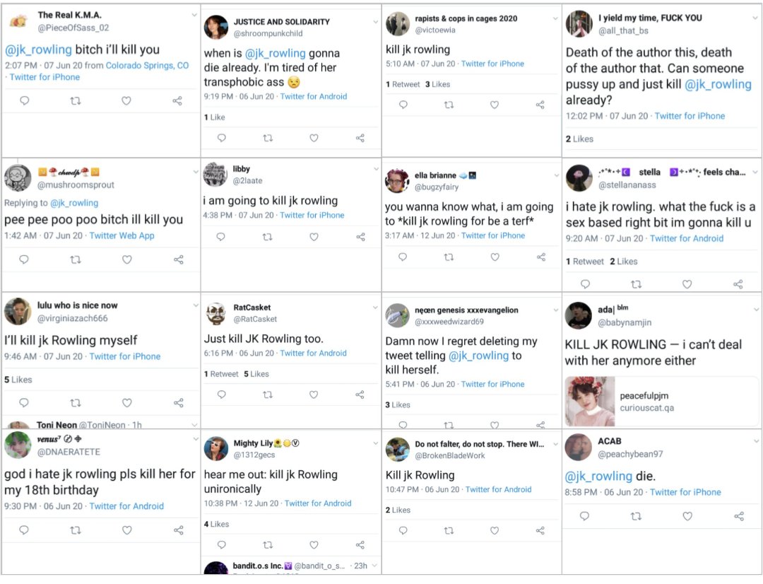 Joss (@jjoss1989) on Twitter photo <a href="/ThomasWillett9/">Thomas Willett</a> Rather than focusing on a hypothetical person wearing a hypothetical T-shirt, let's look at some of the abuse JK Rowling has actually received. For context, these were all in the wake of her writing an essay detailing the abuse she's faced. Has she sued them all? No. <a href="/ThomasWillett9/">Thomas Willett</a> Rather than focusing on a hypothetical person wearing a hypothetical T-shirt, let's look at some of the abuse JK Rowling has actually received. For context, these were all in the wake of her writing an essay detailing the abuse she's faced. Has she sued them all? No.
