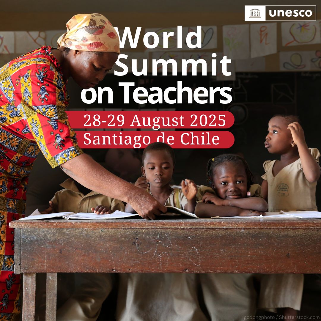 The world is facing a global teacher shortage.

From 28–29 August, the World Summit on Teachers will gather leaders in Santiago, Chile, to push for real action. Join us: unesco.org/en/teachers/20…

It’s time to invest in those who make education possible.
#InvestInTeachers