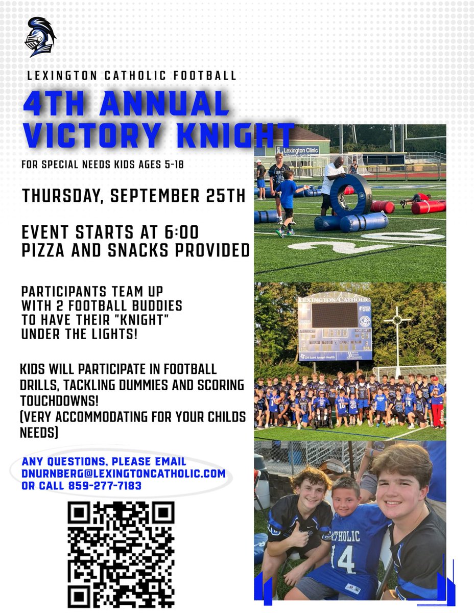 We're thrilled to be hosting our 4th annual Victory Knight!  Please sign up, or share with as many as you can, to join us on September 25th for what will be a great night for all!

✍️Sign up here: lexingtoncatholic.com/apps/form/form…