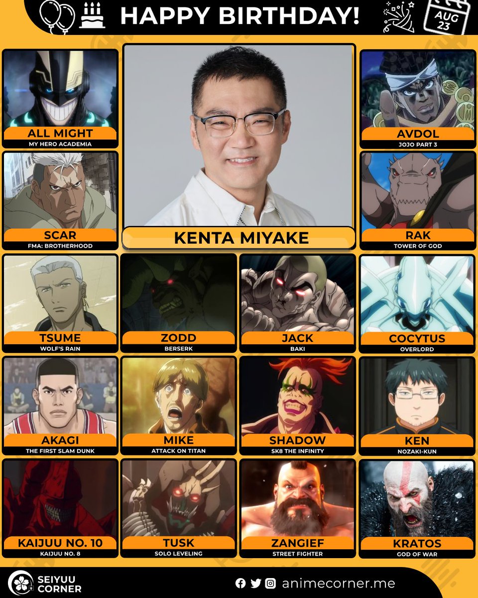 Seiyuu Corner (@seiyuucorner) on Twitter photo Happy 48th birthday to Kenta Miyake! ๐
Let's wish him all the best <a href="/miyake_ktrm/">ไธๅฎ
ๅฅๅคช</a>
#KentaMiyake #ไธๅฎ
ๅฅๅคช Happy 48th birthday to Kenta Miyake! ๐
Let's wish him all the best <a href="/miyake_ktrm/">ไธๅฎ
ๅฅๅคช</a>
#KentaMiyake #ไธๅฎ
ๅฅๅคช