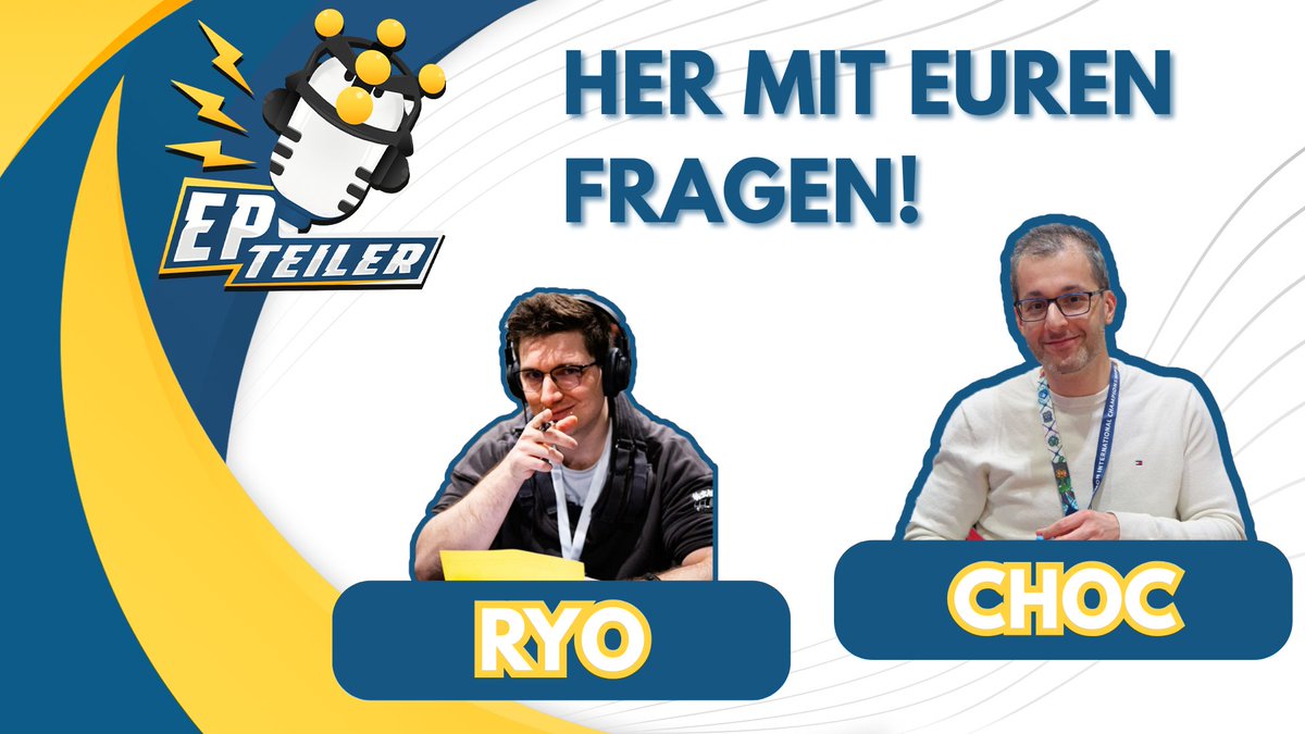 Es ist Zeit für den nächsten
✨EP-TEILER✨ 🤘
Wir haben euch wieder zwei besondere Gäste mitgebracht: Durchstarter Choc und Consistency-Connoisseur <a href="/sdg_ryo/">Ryo 🎮 🔜 🇩🇪</a>  berichten von ihren Erlebnissen bei Worlds und stellen sich all euren Fragen! Also her damit!! 🔽
