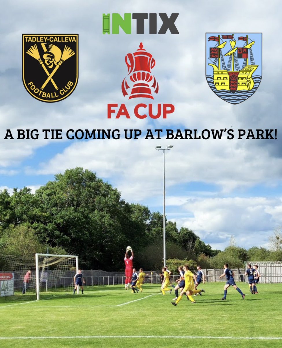 INTIX (@intixuk) on Twitter photo 🏆 All go for a big day at Barlow’s Park next weekend!
INTIX are delighted to be working with <a href="/TadleyCallevaFC/">Tadley-Calleva FC</a>, starting with their <a href="/EmiratesFACup/">Emirates FA Cup</a> tie against <a href="/theterras/">Weymouth FC</a>
The details & the all important link to buy tickets are here 🎟️ 👉🏽 intix.co.uk/event/tadleyca… 🏆 All go for a big day at Barlow’s Park next weekend!
INTIX are delighted to be working with <a href="/TadleyCallevaFC/">Tadley-Calleva FC</a>, starting with their <a href="/EmiratesFACup/">Emirates FA Cup</a> tie against <a href="/theterras/">Weymouth FC</a>
The details & the all important link to buy tickets are here 🎟️ 👉🏽 intix.co.uk/event/tadleyca…