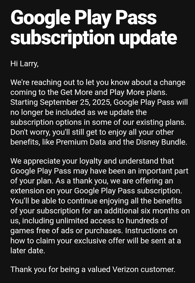 IAmLarryA's tweet image. Pretty crazy. @Verizon keeps increasing our prices and, simultaneously, cuts benefits of the plans we've signed up for. I'd tell you to do better, Verizon, but you won't.