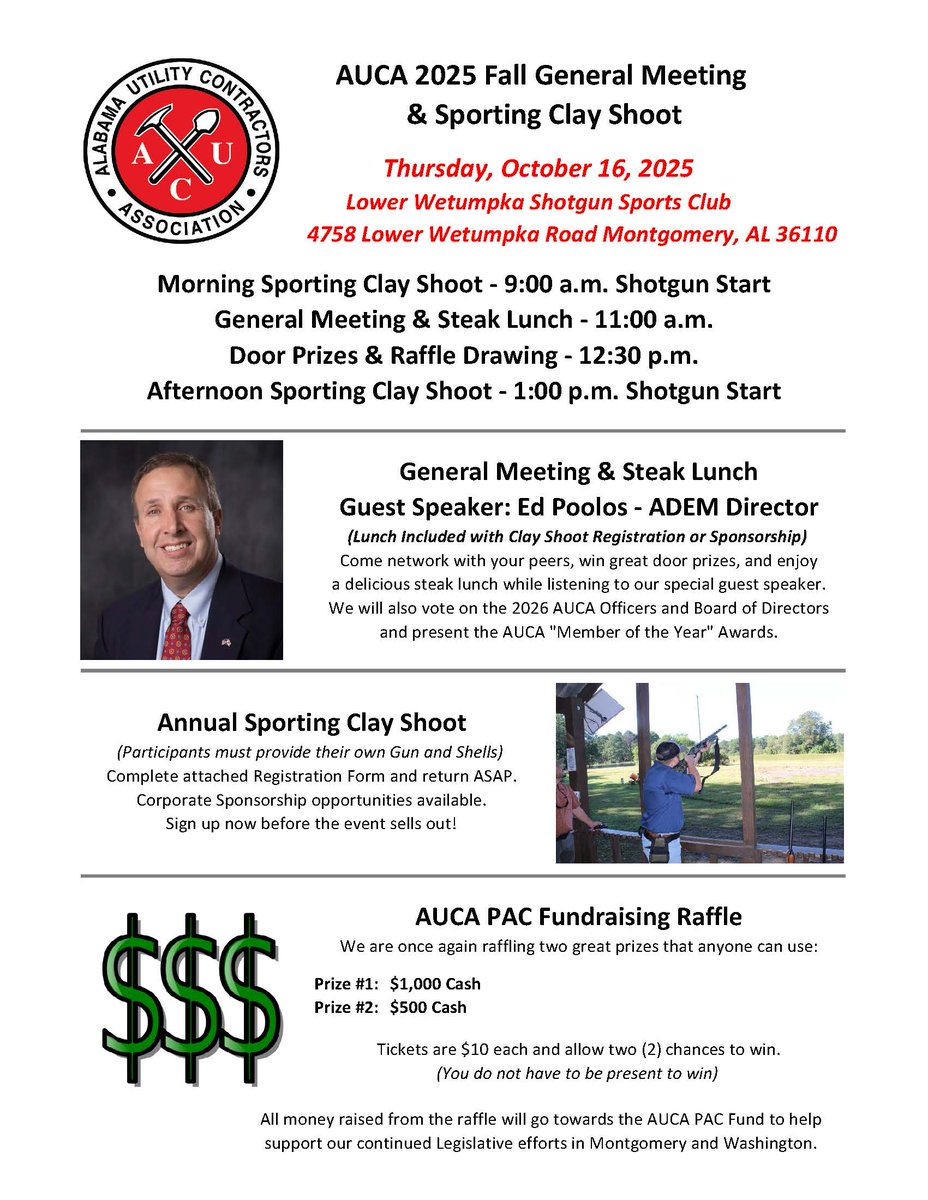 AUCA 2025 Fall Meeting &amp; Sporting Clay Shoot - Registration is Open
conta.cc/4fSOJx5