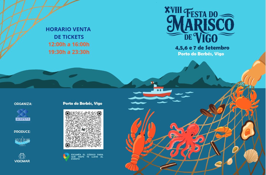 Fiesta del Marisco en Vigo. 

📅 4-7 septiembre | ⚓ Puerto del Berbés

<a href="/TurismodeVigo/">Turismo de Vigo</a>