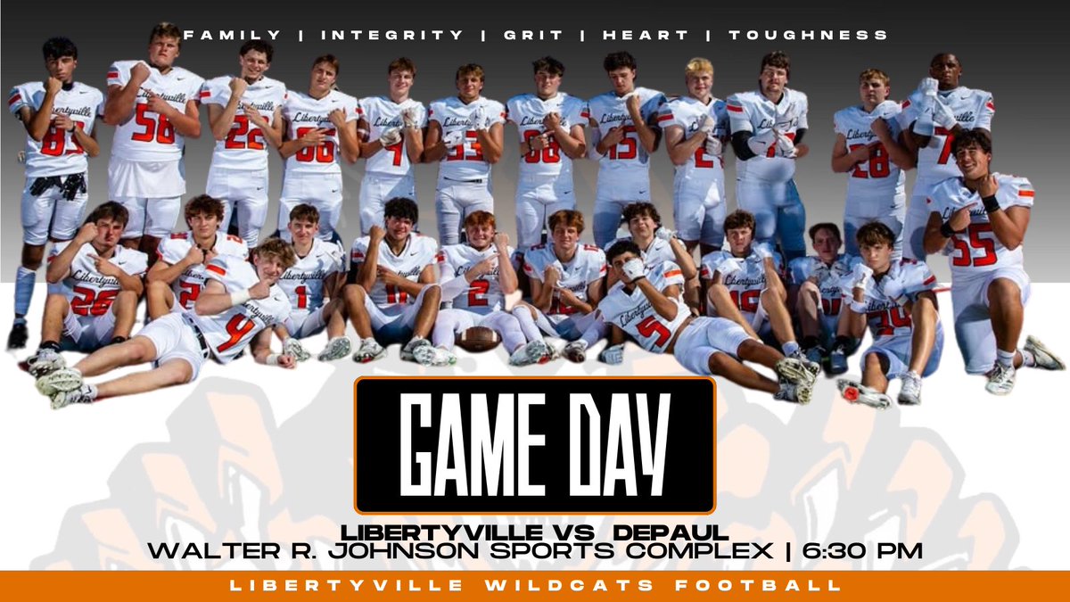 Libertyville High School Football (@lhswildcatsfb) on Twitter photo ⚫️🟠Get up! IT’S GAMEDAY!!!🟠⚫️
🐾🏈 SKO TIME! 🏈🐾
Looking forward to our scrimmage tonight against <a href="/DePaulPrepFB/">DePaulPrepFB</a>!! Gonna have fun, get better, and stay healthy for Week 1!
#SkoCats #Project153 #SpeciaLville ⚫️🟠Get up! IT’S GAMEDAY!!!🟠⚫️
🐾🏈 SKO TIME! 🏈🐾
Looking forward to our scrimmage tonight against <a href="/DePaulPrepFB/">DePaulPrepFB</a>!! Gonna have fun, get better, and stay healthy for Week 1!
#SkoCats #Project153 #SpeciaLville