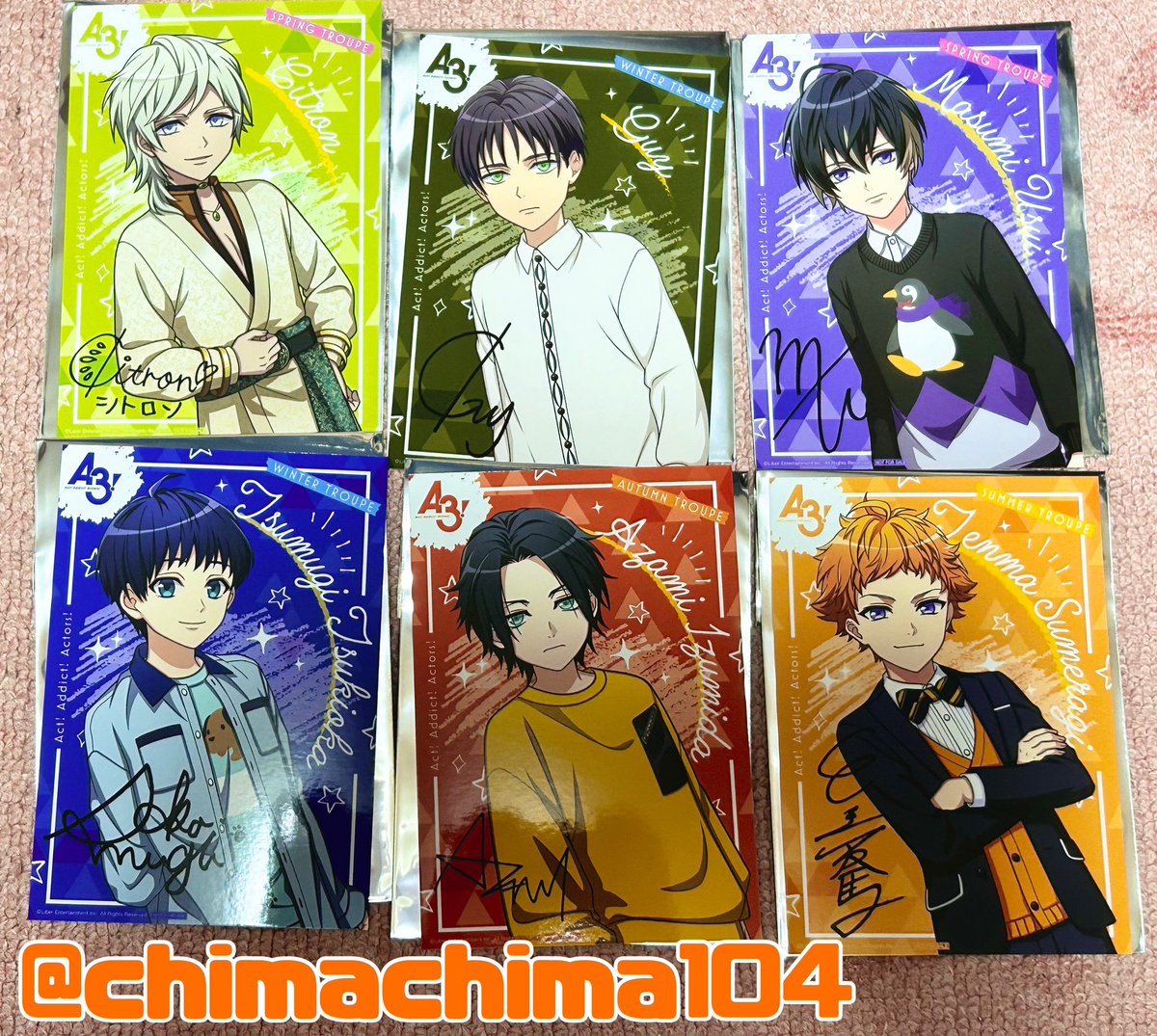chimachima104's tweet photo. 【交換】A3! オーディオフェア ブロマイド アニメイト 特典

譲▶︎シトロン、真澄、天馬、莇、紬、ガイ

求▶︎万里>十座

画像2枚目より、莇のカードに初期傷がございます。交換の際は予めご了承いただきますようお願いいたします
郵送のみでお願いいたします

検索からでもお気軽にお声かけください https://t.co/fnA3AghXPr