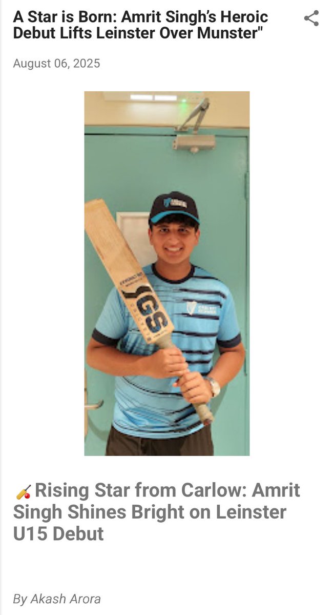 Presentation College, Carlow Sport (@prescarlowsport) on Twitter photo 🏏Huge Congratulations to our <a href="/Pres_Carlow/">Presentation College</a> student Amrit! 🌟<a href="/cricketireland/">Cricket Ireland</a> adasportsnews.blogspot.com/2025/08/a-star… 🏏Huge Congratulations to our <a href="/Pres_Carlow/">Presentation College</a> student Amrit! 🌟<a href="/cricketireland/">Cricket Ireland</a> adasportsnews.blogspot.com/2025/08/a-star…