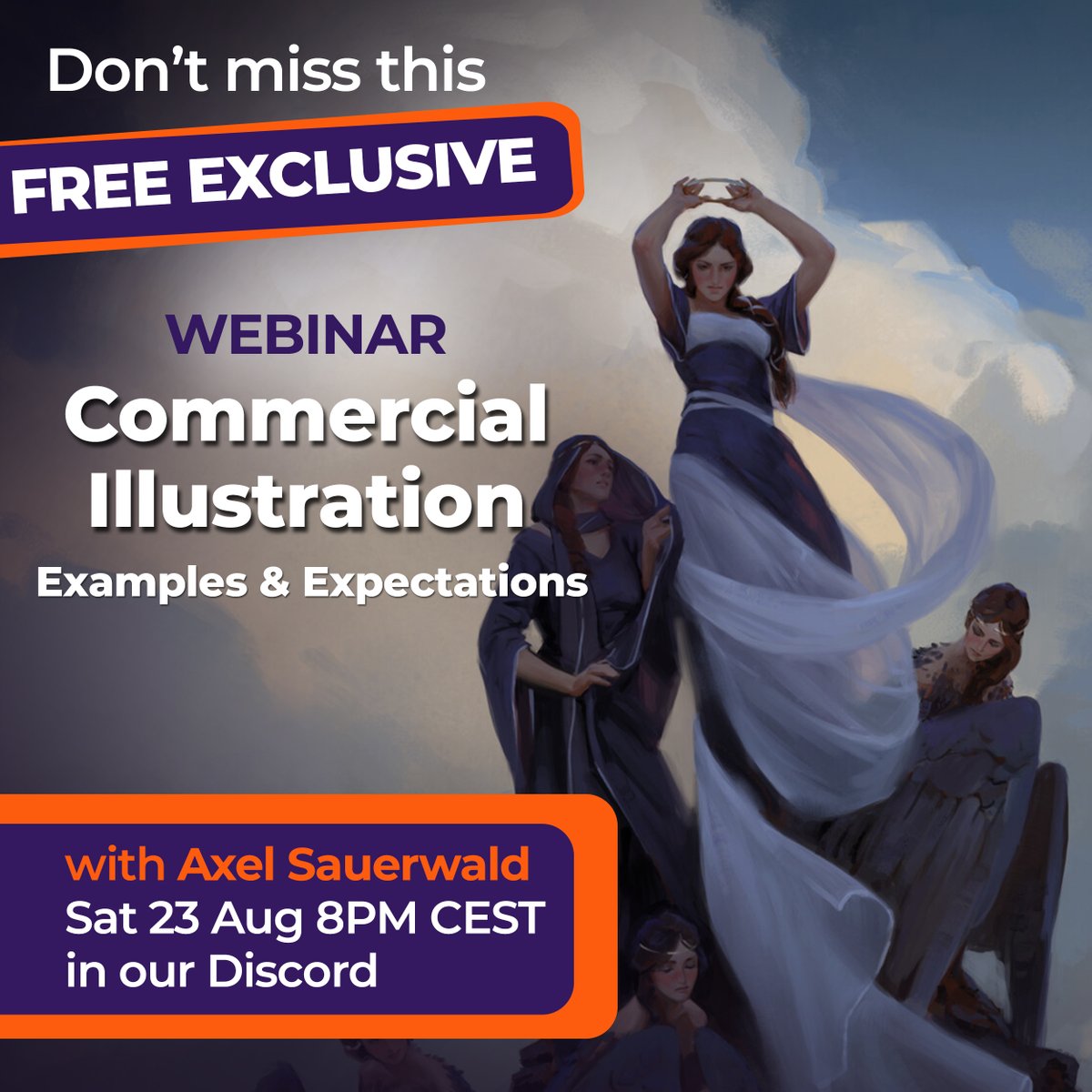 We’ll dive into Commercial Illustration in 4 hours! What’s important about it, what it looks like in different fields, what’s expected from you as an artist – Axel Sauerwald will cover it all. Live Q&amp;A for our community – sign up here: discord.gg/Nt9BW7h4ZY