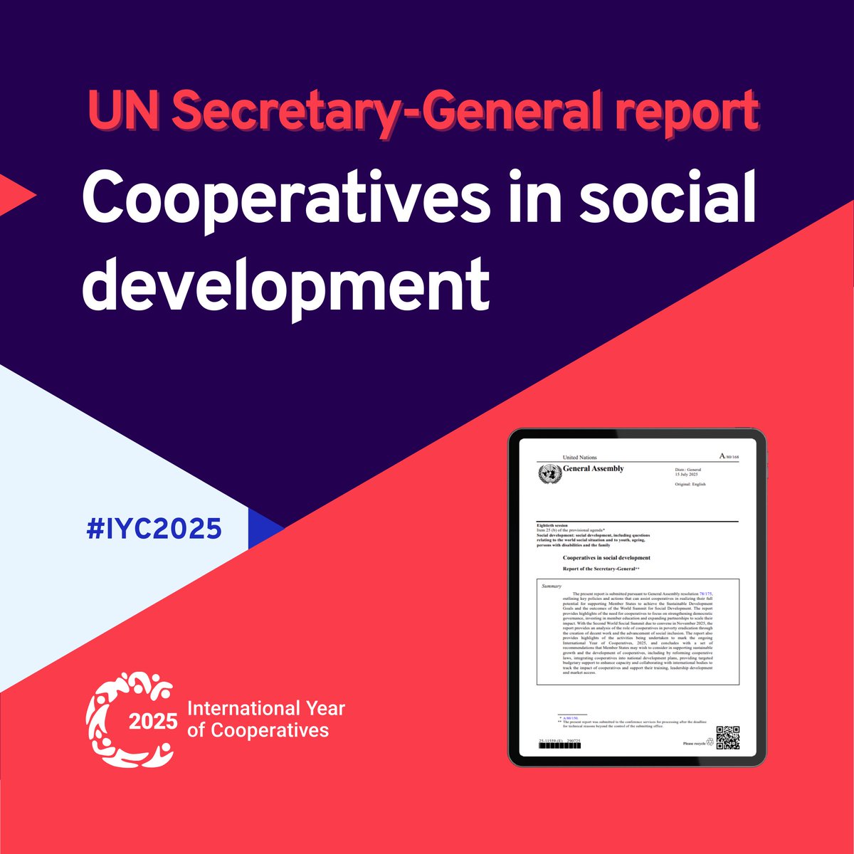 ILO Cooperative, Social and Solidarity Economy (@ilocoopsse) on Twitter photo 📢The 2025 <a href="/UN/">United Nations</a> SG’s report on cooperatives in social development is available now!
✍️It outlines key policies & actions that can assist #coops in realizing their full potential for supporting UN Member States to achieve #SDGs & outcomes of #WSSD2025.
📖social.desa.un.org/publications/c… 📢The 2025 <a href="/UN/">United Nations</a> SG’s report on cooperatives in social development is available now!
✍️It outlines key policies & actions that can assist #coops in realizing their full potential for supporting UN Member States to achieve #SDGs & outcomes of #WSSD2025.
📖social.desa.un.org/publications/c…