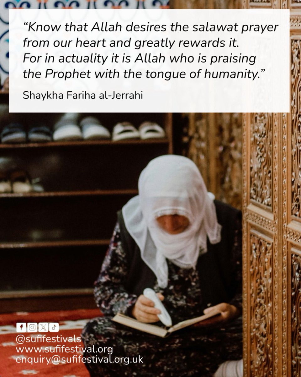 Today is a great day to make abundant salawat (prayers on the Prophet ﷺ)!⁠
⁠
Jummah Mubarak! We pray your day is blessed 🌹⁠
⁠
#salawat #sufiwomen #shaykhafariha #jerrahi #sufifestivals
