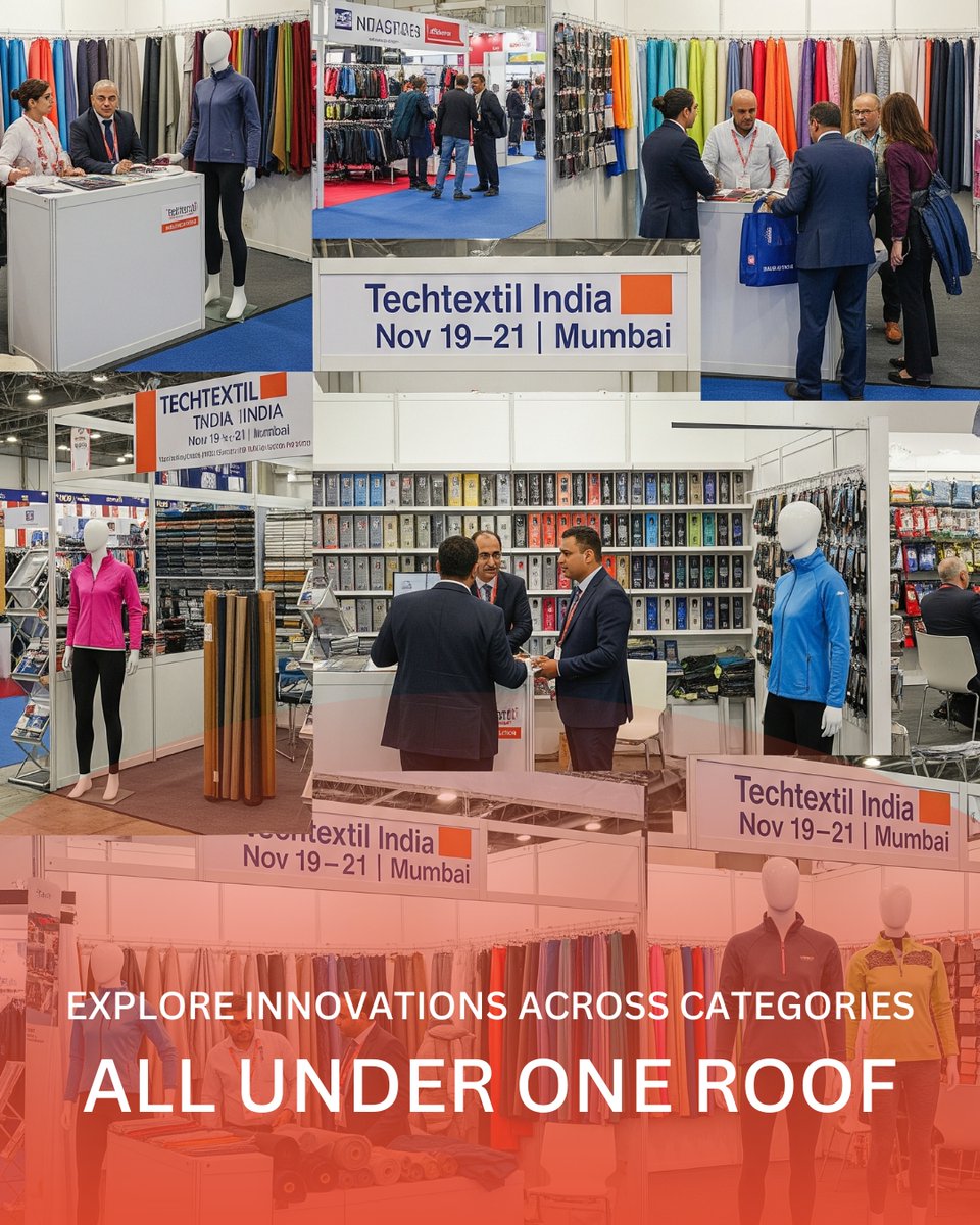 techtextilindia's tweet image. Looking for top PPE, filters or fabrics? Techtextil India brings the best global material makers right to Mumbai.

Date: - 19 to 21 November 2025
Address: - Bombay Exhibition Centre
Register Now: - shorturl.at/KfVxE

#SourceSmart #ProductShowcase