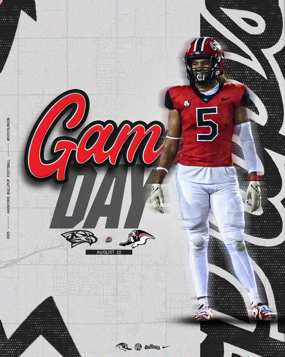 FootballHanford's tweet photo. 𝗜𝘁’𝘀 𝗚 𝗔 𝗠 𝗘  𝗗 𝗔 𝗬‼️

⚫️🔴🔴

🆚 Kennedy Thunderbirds
📍 Hanford, CA
🏟️ Neighbor Bowl 
⏰ 7:30pm

#DoYourJob🧰 | #PupSzn🐾 https://t.co/meuyP3MIkW