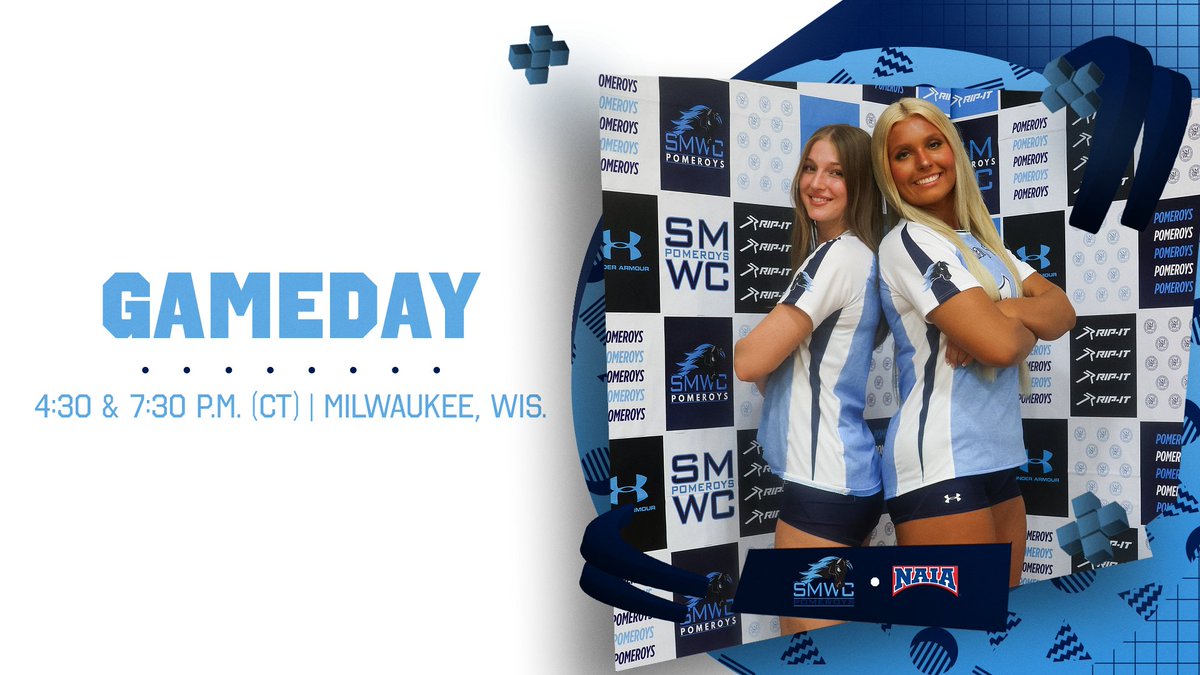 SMWCAthletics's tweet image. Milwaukee doubleheader day! 💙🏐

SMWC Volleyball plays TWO on Friday (Aug 22) in Milwaukee:
• 4:30 PM CT (5:30 ET) — vs University of Michigan-Dearborn

• 7:30 PM CT (8:30 ET) — at Mount Mary University

Let’s go, Pomeroys! 🎉

#SMWC #Pomeroys #SMWCVolleyball #NAIA #RSC