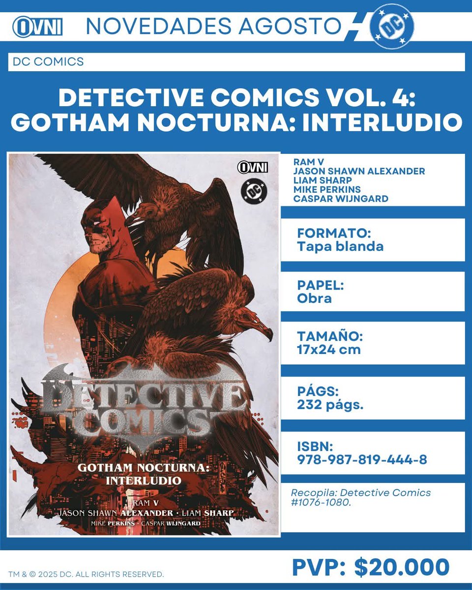 [ADELANTO] EL VIERNES 29 DE AGOSTO llegarán a las tiendas:

ABSOLUTE BATMAN VOL. 1 (2DA EDICIÓN)

BATMAN Y LOS OUTSIDERS: LA VERDAD SOBRE HALO

DETECTIVE COMICS VOL. 4: GOTHAM NOCTURNA: INTERLUDIO

#OvniPress #Batman #DetectiveComics #Outsiders #AbsoluteBatman