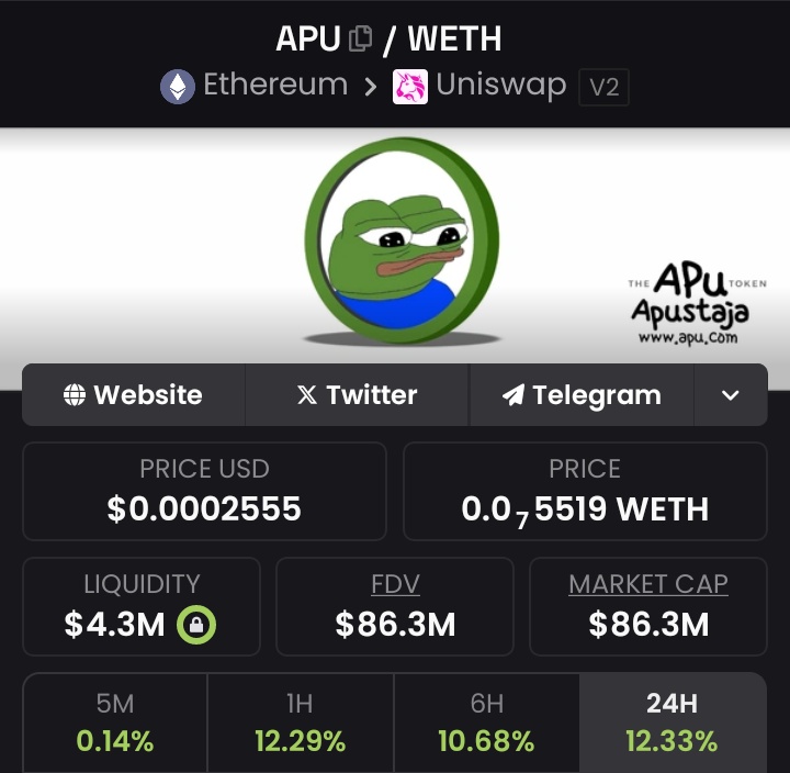 EpicTrader (@realtrader_onx) on Twitter photo $Apu is pumping hard
Apu is a multi-billion dollar memecoin
Study it.
$Apu <a href="/ApusCoin/">Apu Apustaja</a> $Apu is pumping hard
Apu is a multi-billion dollar memecoin
Study it.
$Apu <a href="/ApusCoin/">Apu Apustaja</a>