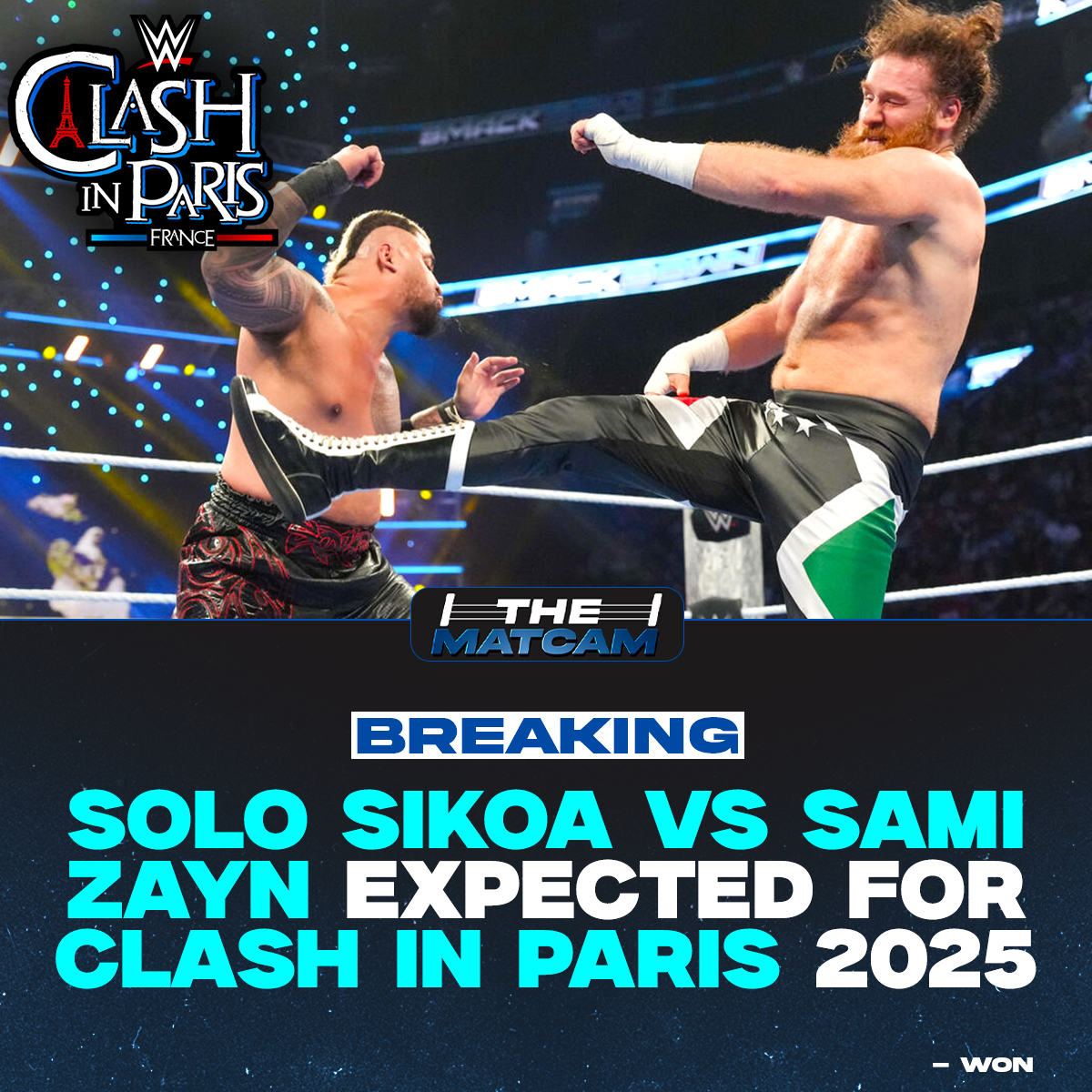 🚨 BREAKING: Solo Sikoa vs Sami Zayn is expected to take place at WWE Clash In Paris 2025. (WON)