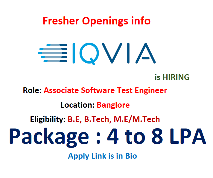 IQVIA is hiring #Freshers for #Software Testing Engineer

Eligibility: 
• Computer Science – BCA, MCA, BSC, MSC
• Responsible for test planning, test case authoring and execution for compliance products’ for client implementation projects

Link: jobs.iqvia.com/en/job/-/-/244…

#Iqvia