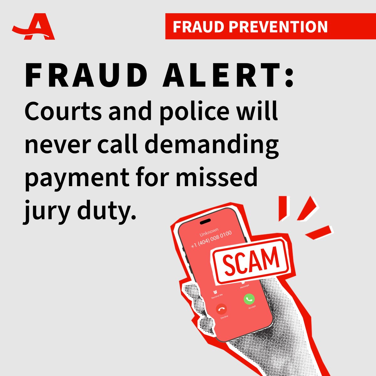 🚨 #FraudWatchFridays 🚨
Stay safe and scam-aware.
If you get a call from an unknown number, don't answer it. 
👀 Learn more: spr.ly/60134aIG5