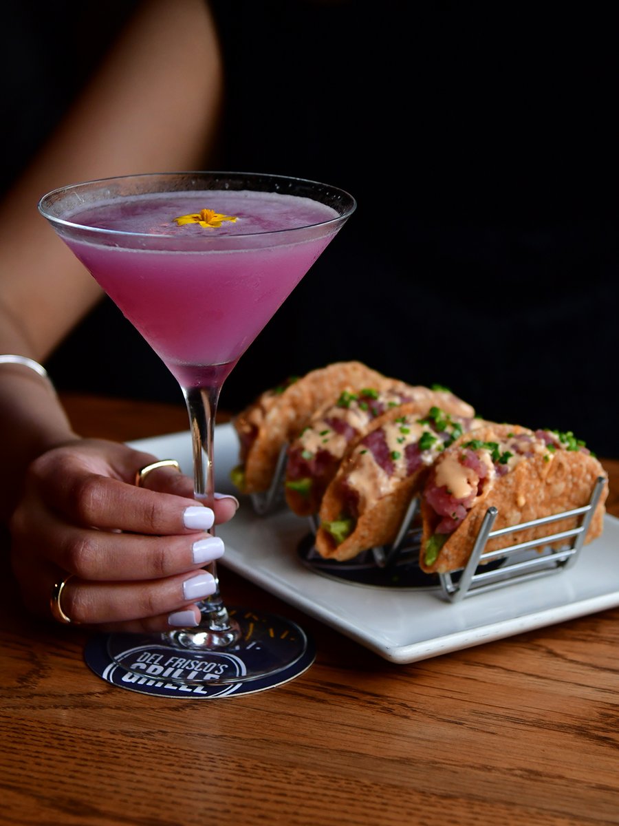 Meet your new favorite pairing. 🤝 Ahi Tuna Tacos + Femme Fatale. 💜 Bold flavor, flawless flair.