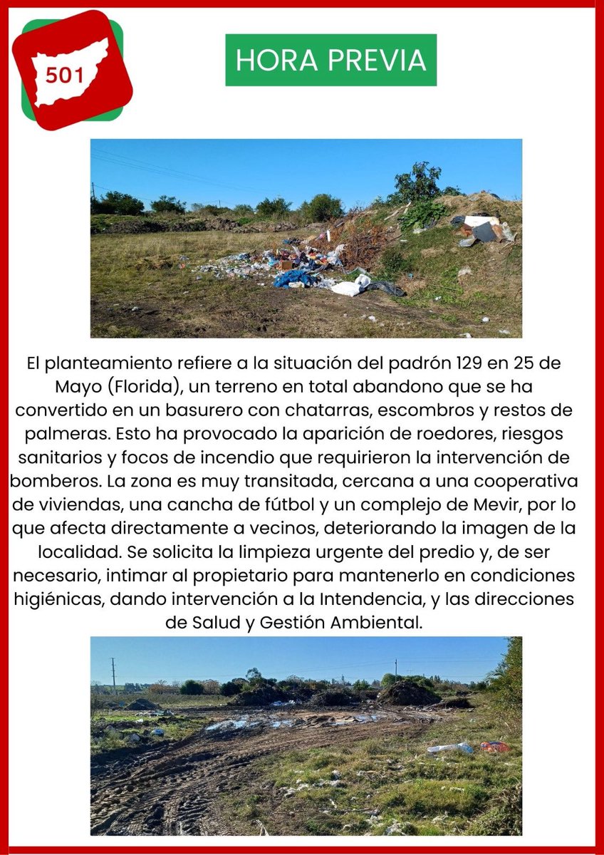 Horas previas realizadas por el Edil Sebastián Rodríguez en el mes de agosto.