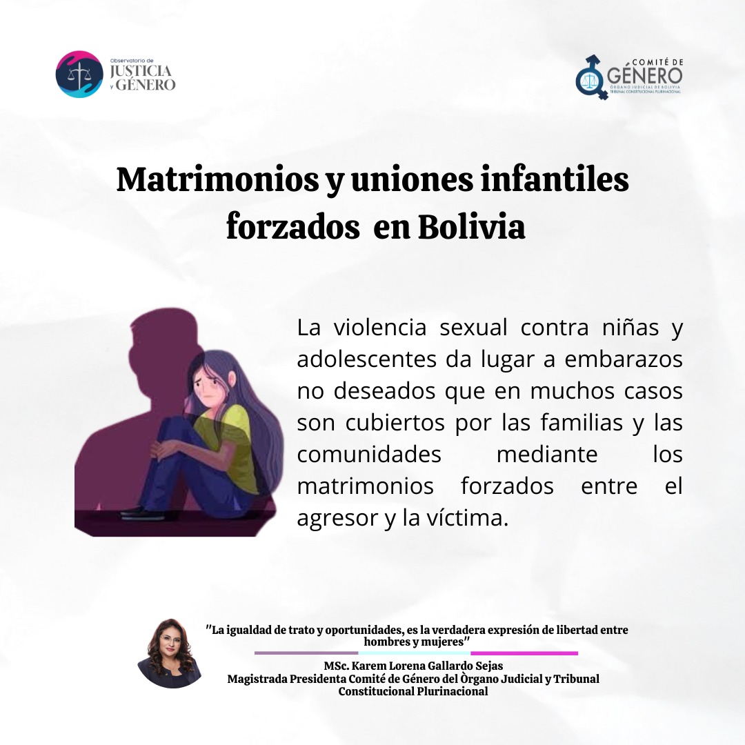 Las uniones tempranas en Bolivia están fuertemente arraigadas en normas culturales y de género q históricamente han condicionado el rol de la mujer en muchos casos, las niñas son vistas como futuras esposas y madres, con una responsabilidad centrada en el hogar y cuidado familiar