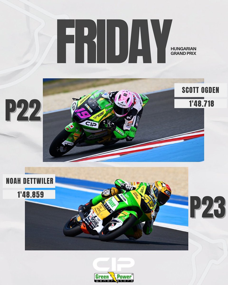 All to play for tomorrow 👊

#HungarianGP🇭🇺 #Moto3 #Racing #EAgroup #TLMoleodinamica #GoAhead #SBSbrakes #ScottOgden #SO19 #NoahDettwiler #ND55 #CIPGreenPower