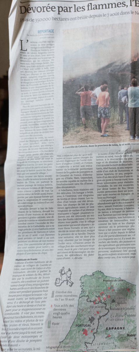¡Hola! De nuevo por aquí...😀
Buen artículo de #SandrineMorel en <a href="/lemondefr/">Le Monde</a>  sobre los #IncendiosForestales descomunales en el noroeste de #España. Factores que los han agravado: éxodo rural, desidia de la derecha en temas medioambientales, descoordinación administraciones...😰