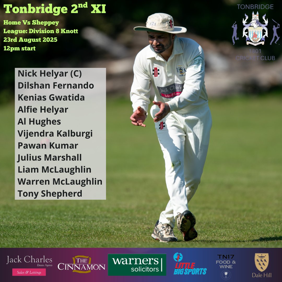 Our Teams for the weekend.

1st XI travel to @upchurch_cricket whilst the 2nd XI host @sheppeycc_