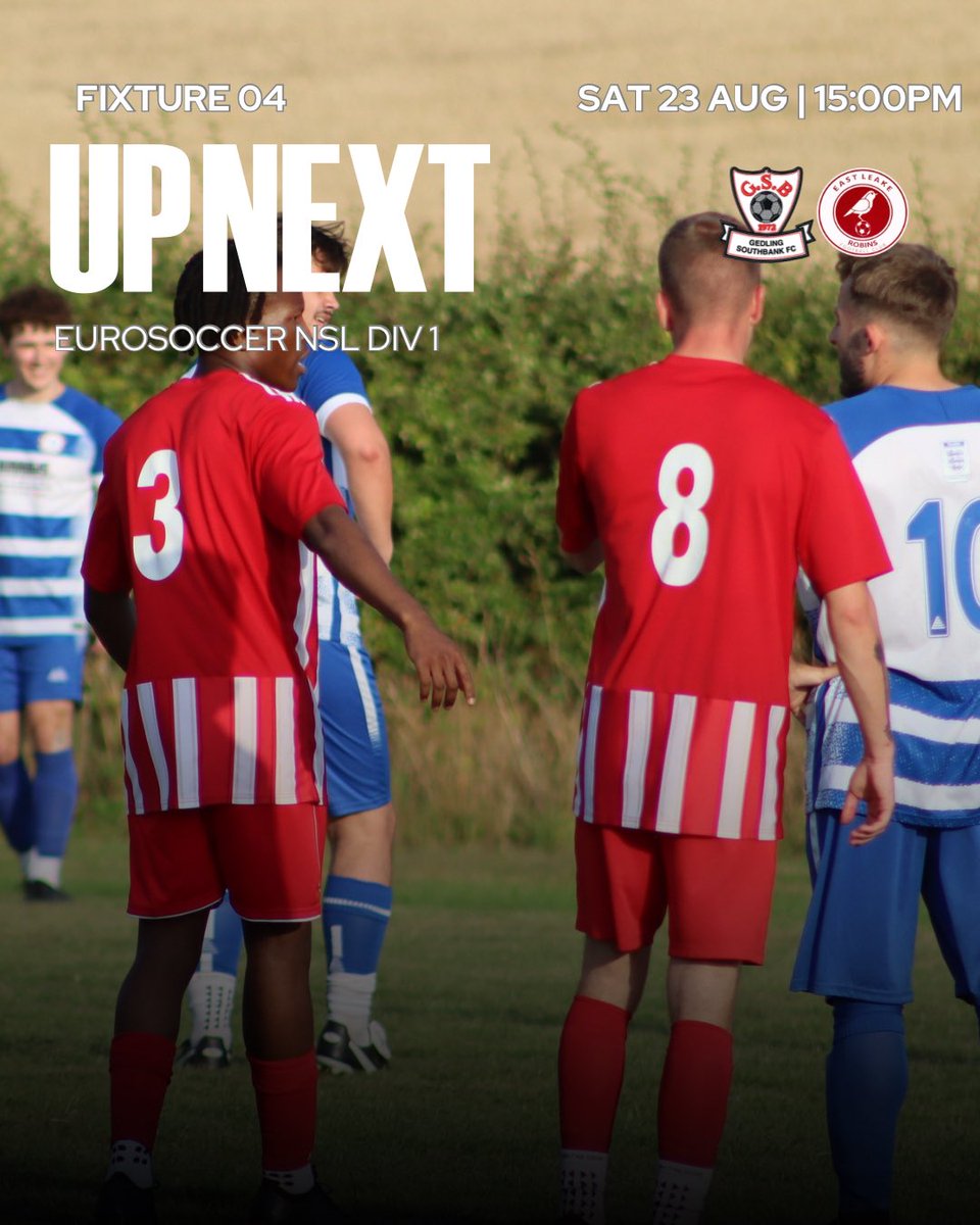 Gedling Southbank FC 1st Team (@gsb_fc) on Twitter photo We’re back in action this weekend as we take on <a href="/EastLeakeRobins/">East Leake Robins Football Club</a>
⏱️15:00
🏟️Eagle Valley
📍NG5 8PS
#gsfc We’re back in action this weekend as we take on <a href="/EastLeakeRobins/">East Leake Robins Football Club</a>
⏱️15:00
🏟️Eagle Valley
📍NG5 8PS
#gsfc
