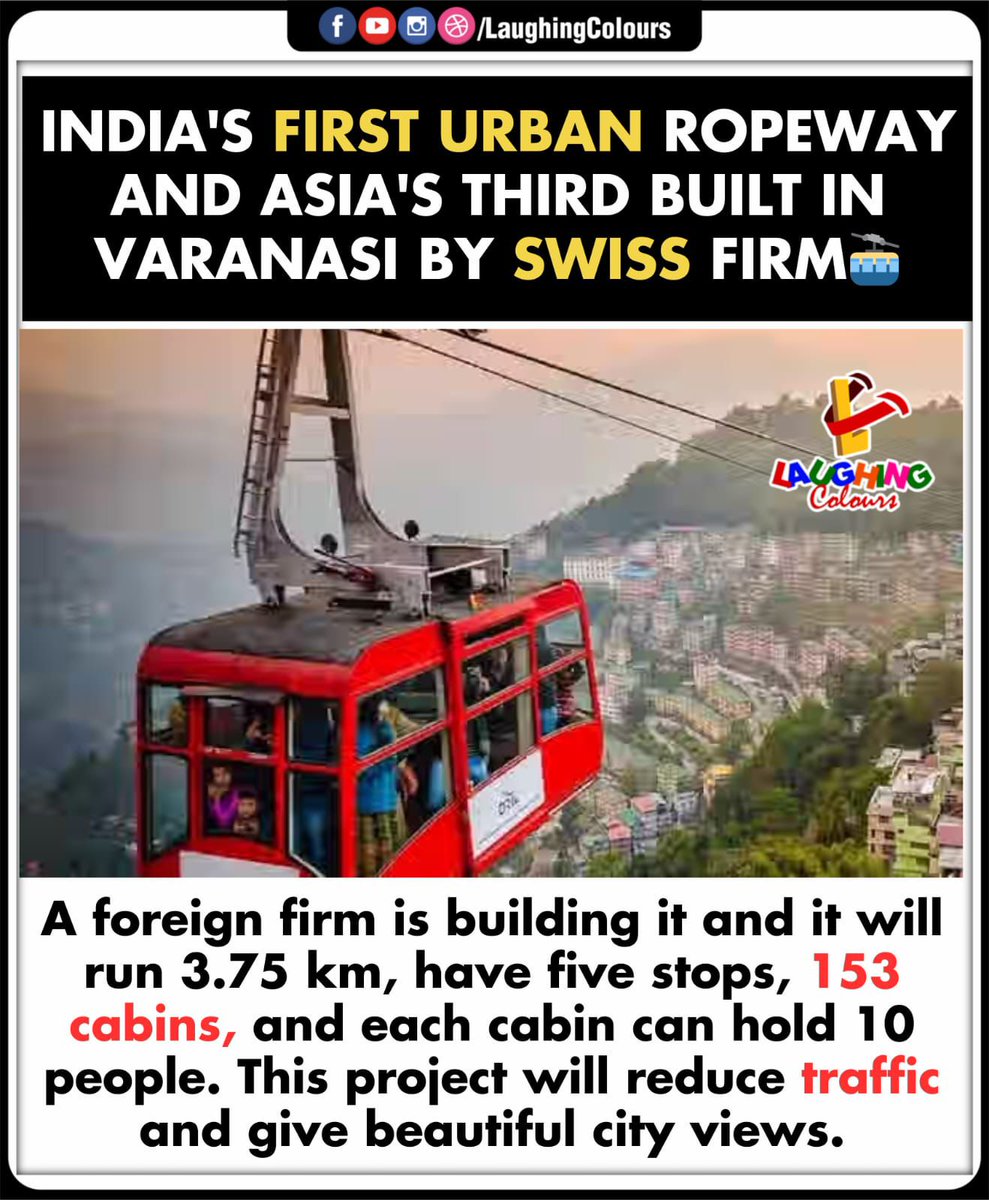 LaughingColours's tweet image. &quot;Varanasi Ropeway Rise 🚡&quot;

#Varanasi #UrbanRopeway #SwissEngineering #SmartCity #TrafficSolution #IndiaDevelopment