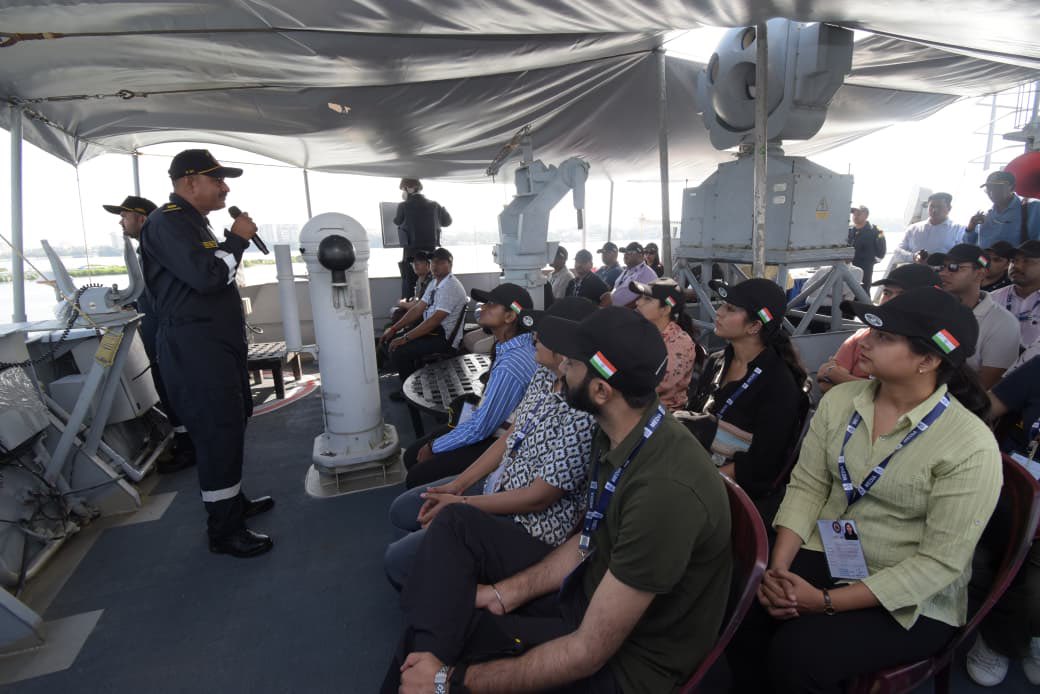 In an enriching Day at Sea off #Kochi coast onboard an Indian Naval Ship, the participants of Defence Correspondents Course witnessed a spectrum of naval ops &amp; maritime challenges. It provided them with a deeper insight into the functioning of <a href="/indiannavy/">SpokespersonNavy</a> as a #CombatReady,