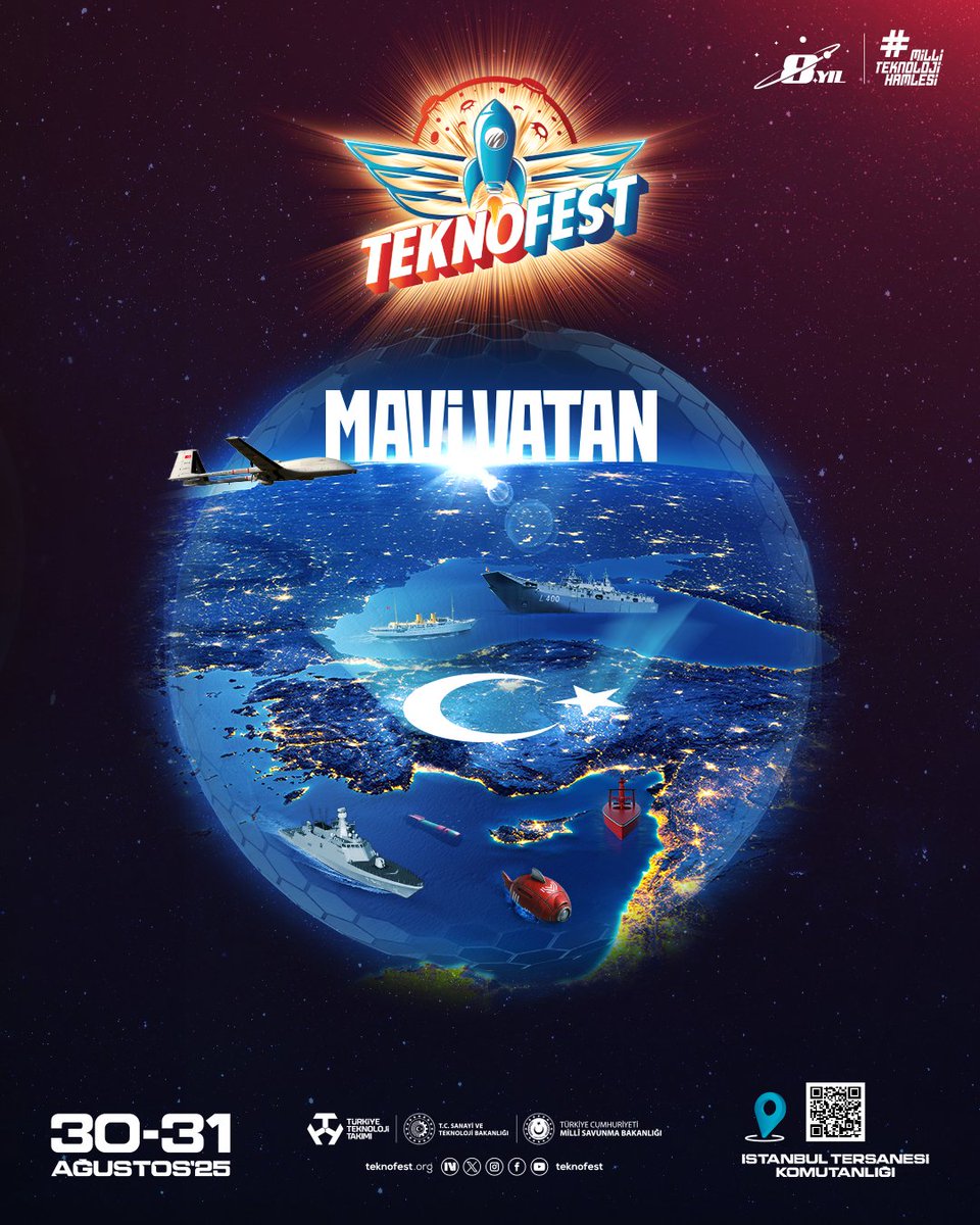 🌊Dalga Dalga Büyüyen #MilliTeknolojiHamlesi Denizlere İniyor!

Milli teknoloji heyecanı TEKNOFEST Mavi Vatan ile 30-31 Ağustos’ta İstanbul Tersanesi Komutanlığı'nda denizlerle buluşuyor, teknolojinin kalbi Mavi Vatan'da atıyor!

Detaylı bilgi için: teknofest.org