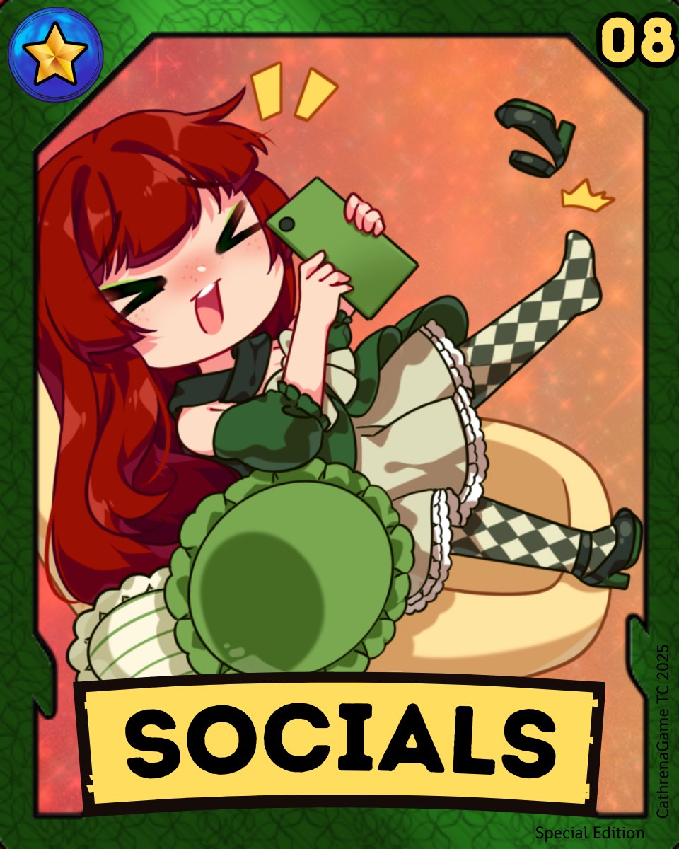 Happy Friday friends! I gave my Twitch panels a glow-up by turning them into trading cards. With a custom border, sparkly holo-style backs, and individual numbers. They turned out so cute, I had to share! See the rest on Twitch
Artwork by Zereshi

| #CathrenArt | #vtuber | #art |