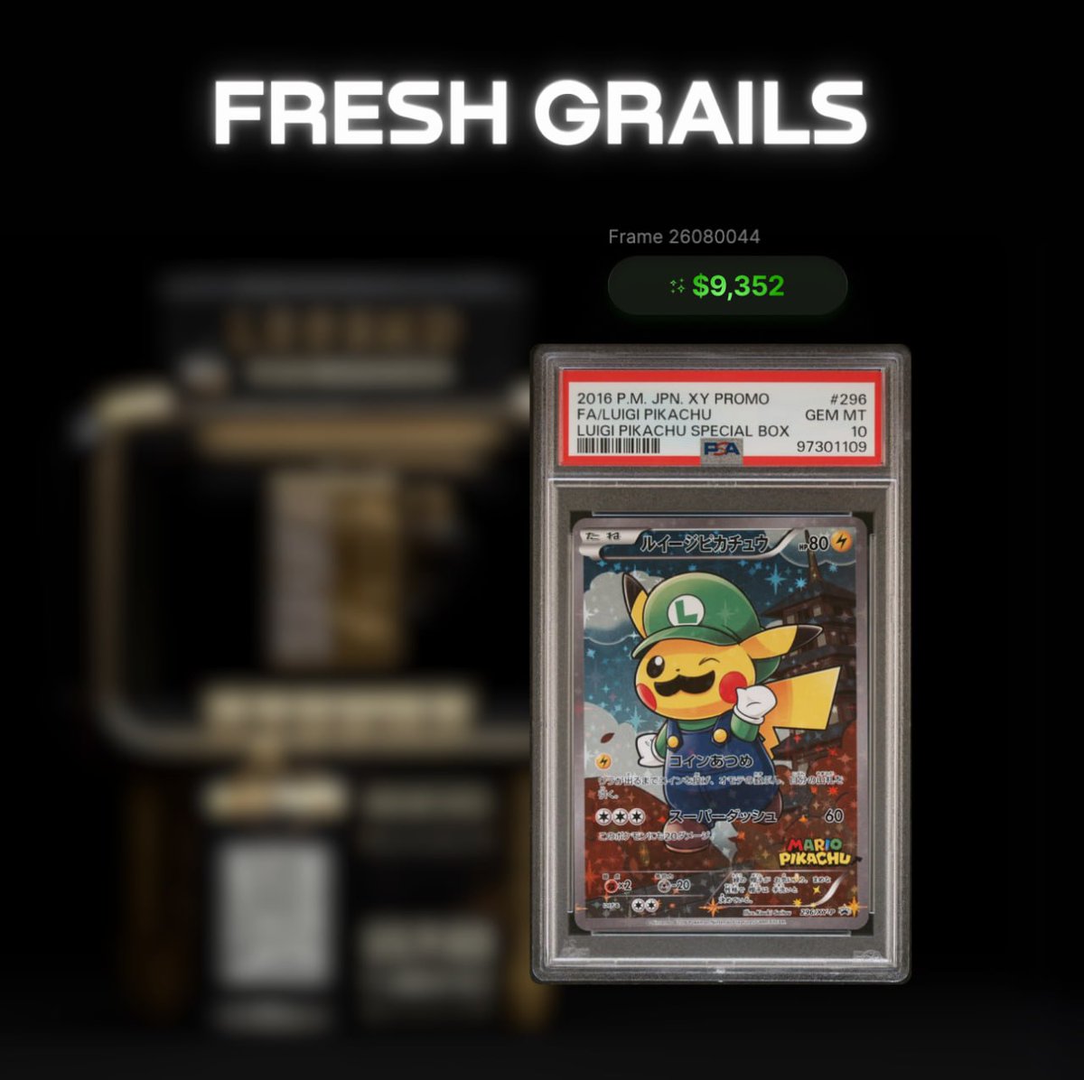 $9,352 CARD RECENTLY ADDED! 🔥

A PSA 10 Luigi Pikachu is now in our $250 pack.

One of the most iconic crossover grails in Pokémon history, and a 35x+ hit if you pull it.

Would you keep or sell?