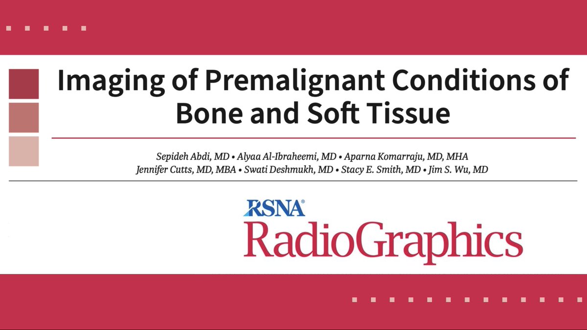Jamie Clarke, MD, MS (@jamieclarkerad) on Twitter photo Let’s learn about the imaging of premalignant bone and soft tissue conditions!
#RGphx
Imaging of Premalignant Conditions of Bone and Soft Tissue
bit.ly/3Hx4ixx
<a href="/cookyscan1/">Cooky Menias</a> <a href="/RadG_Editor/">RadioGraphics_Editor</a> <a href="/RadioGraphics/">RadioGraphics</a> Let’s learn about the imaging of premalignant bone and soft tissue conditions!
#RGphx
Imaging of Premalignant Conditions of Bone and Soft Tissue
bit.ly/3Hx4ixx
<a href="/cookyscan1/">Cooky Menias</a> <a href="/RadG_Editor/">RadioGraphics_Editor</a> <a href="/RadioGraphics/">RadioGraphics</a>