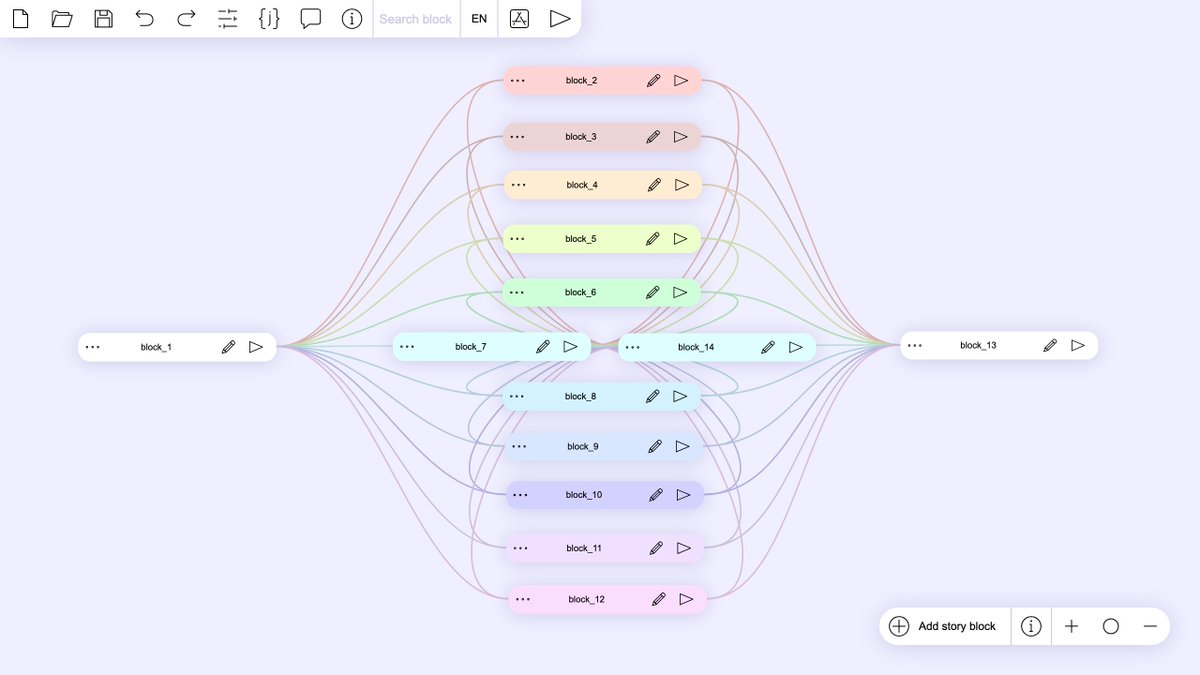New display of block connections in Tuesday JS, lines become smoother.

#VisualNovel #OpenSource #Interactivefiction #ゲーム制作 #ゲーム開発 #indiegames #インディーゲーム #GitHub #ノベルゲーム #javascript