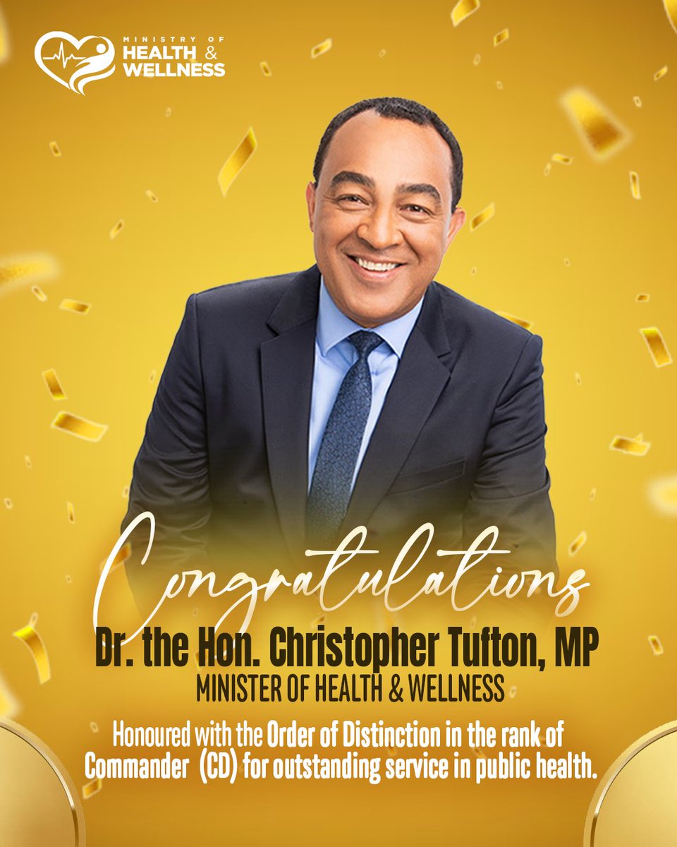 themohwgovjm's tweet photo. We proudly acknowledge Dr. the Hon. Christopher Tufton, MP and Dr. Karen Webster-Kerr, both honoured with the Order of Distinction in the rank of Commander (CD).

#PeopleInHealth  #PublicHealth

(1/2) https://t.co/j0av5PfxoY