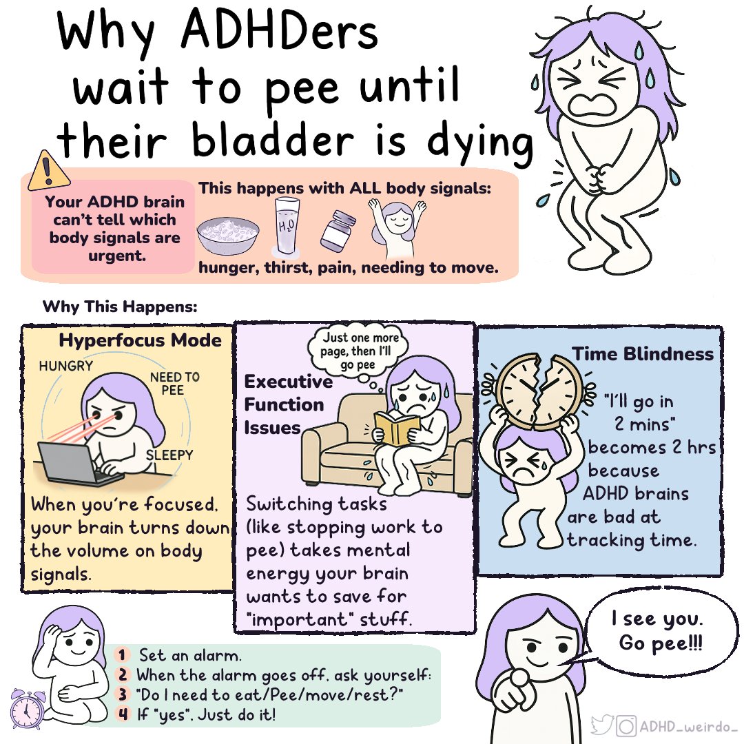 ADHD_weirdo_'s tweet photo. Only with adhd would you procrastinate having to piss

because apparently my bladder can hold more than my attention span. https://t.co/fFqYl7nJN3
