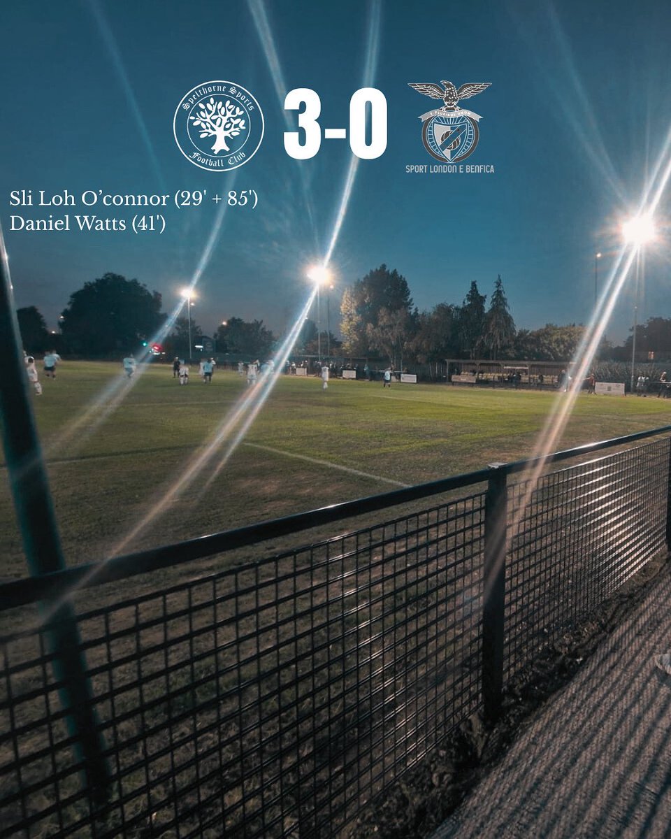 FT | Spelthorne Sports 3–0 Sport London e Benfica
A strong performance yesterday seals our first win of the season.

#UpTheSpelly #SpelthorneSportsFC