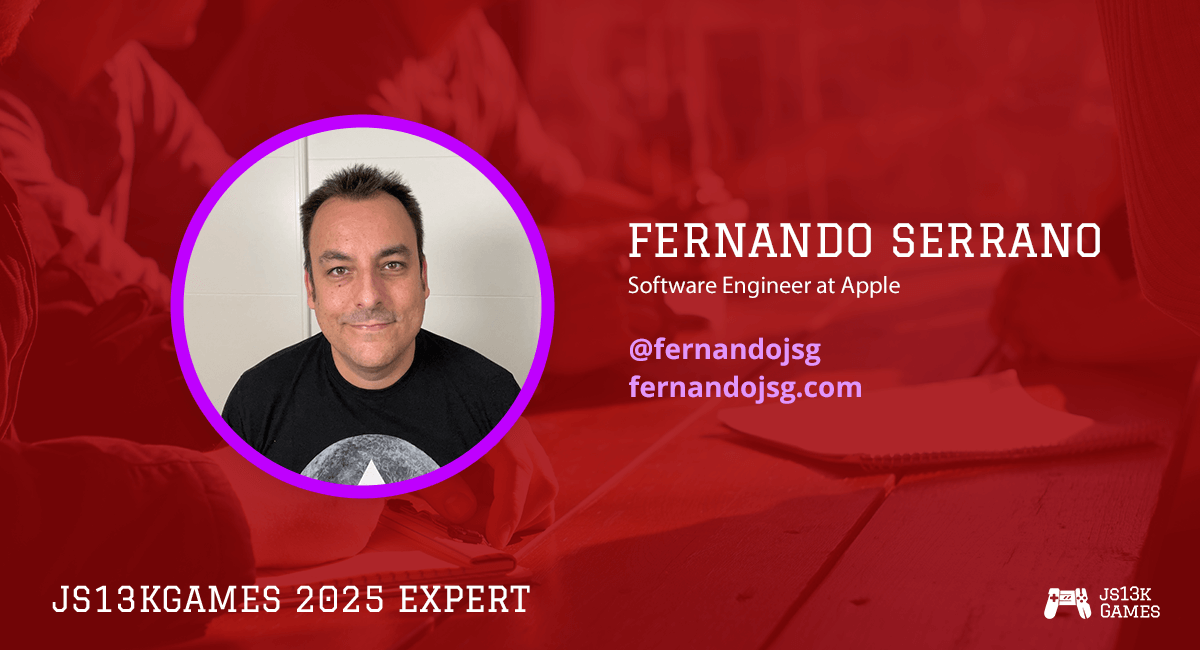 Say hi to Fernando Serrano Garcia <a href="/fernandojsg/">Fernando Serrano</a>, Software Engineer at <a href="/Apple/">Apple</a>, and an expert in the #WebXR category of the #js13k 2025 competition!

js13kgames.com/2025/experts#f…

#gamedev #gamedevjs #WebVR #XR #VR #MR #WebMR #WebGL