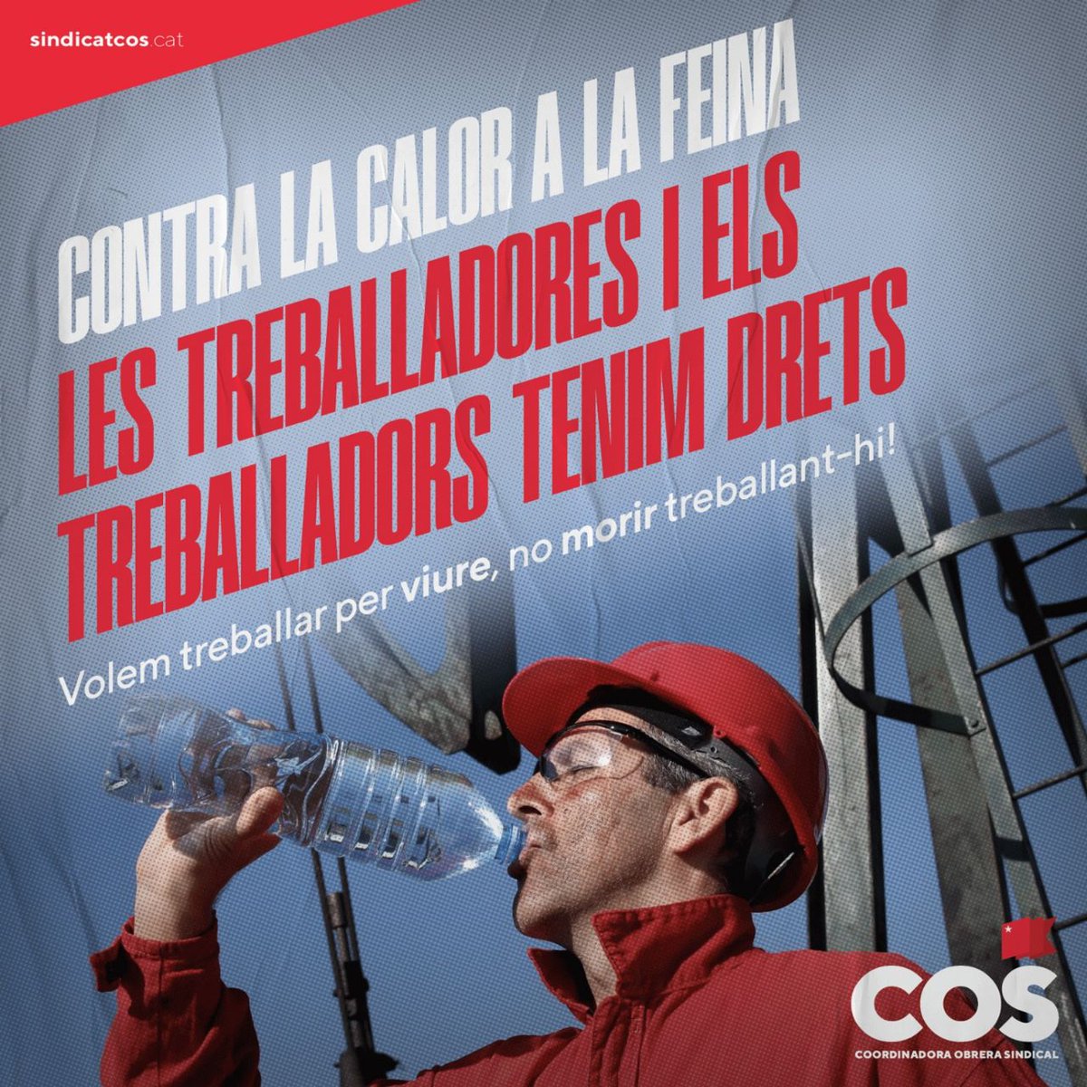☀️L’onada de calor posa en perill la vida dels treballadors que estan molt exposats a les altes temperatures.

📈Els beneficis patronals no poden estar mai per sobre dels drets laborals i la salut de la classe treballadora.

🔗 Més informació: sindicatcos.cat/amb-calor-o-se…

#TriaElRoig