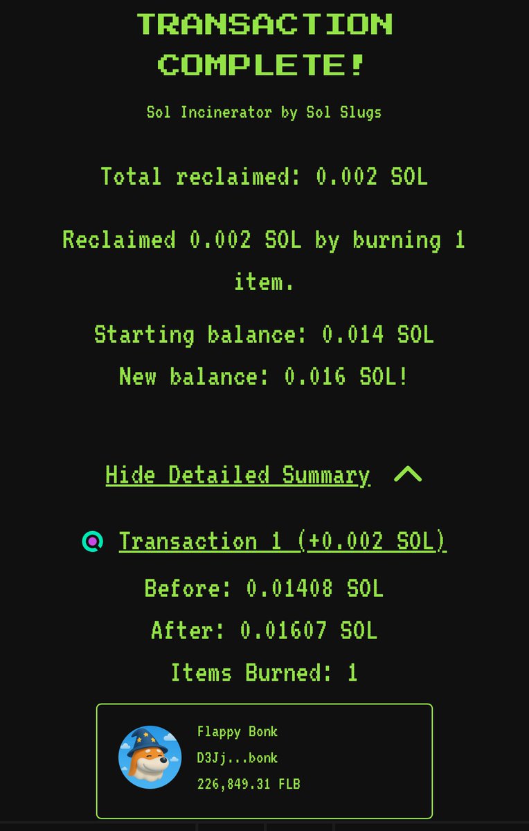 flappybnk's tweet photo. Burned again! $FLB next tweet is burn! https://t.co/AzaakGWxY6