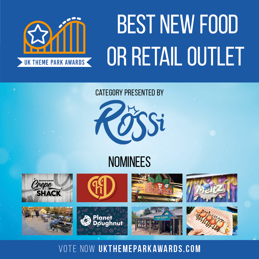 The nominees for New Food or Retail Outlet presented by <a href="/rossiicecream/">Rossi Ice Cream</a>:

<a href="/DraytonManor/">Drayton Manor</a>
<a href="/THORPEPARK/">Thorpe Park Official</a>
<a href="/fantasyislanduk/">Fantasy Island</a>
<a href="/harbourpark/">Harbour Park</a>
<a href="/WestMidSafari/">West Midlands Safari Park</a>
<a href="/altontowers/">Alton Towers Resort</a>
<a href="/PaultonsPark/">Paultons Theme Park</a>

Vote now: ukthemeparkawards.com 

#UKThemeParkAwards 🏆