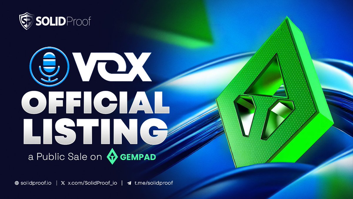 SolidProof_io's tweet photo. Tomorrow is an important day for the @tradewithvox team! 

The launch is coming closer, day by day. 

We are happy to see that our partner @TheGemPad is also involved in the launch. 

Lets make it successful🔐 https://t.co/IDngtlXNCY