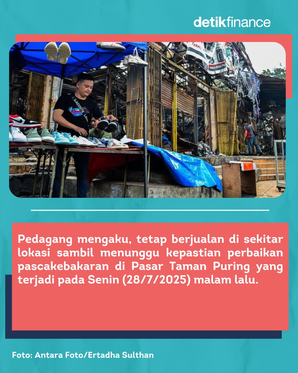 detikfinance's tweet photo. Pasca kebakaran Pasar Taman Puring, pedagang tetap berjualan demi bertahan hidup, sambil menanti kepastian perbaikan dari Pemprov DKI Jakarta. ⁣
⁣
Begini potret mereka... ➡️⁣
⁣
>> https://t.co/1VYoiuWaFH

#TamanPuring #PasarTamanPuring #Kebakaran #KebayoranBaruJaksel https://t.co/WK4XvVMcnO