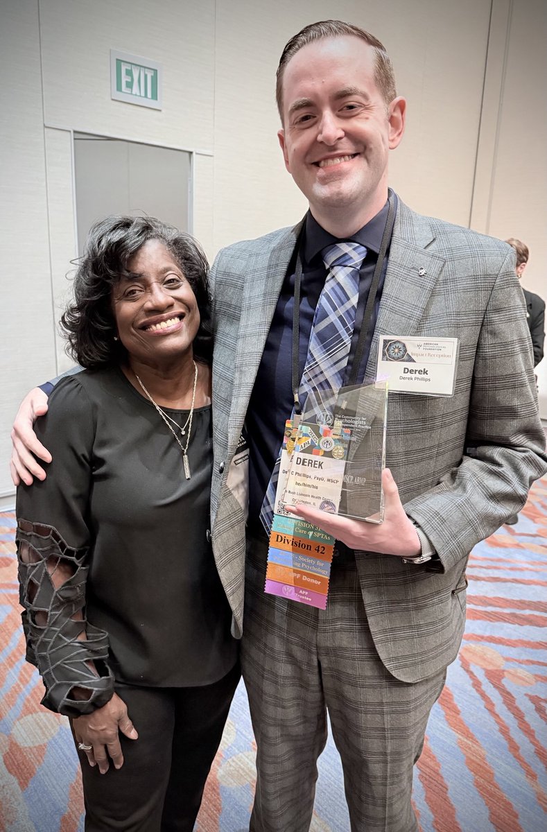 Well-deserved <a href="/APA/">American Psychological Association</a> Division 42 award for <a href="/DrDCPhillips/">Dr. Derek Phillips</a>, with Past-President <a href="/jfkphd/">Dr. Jennifer Kelly</a> #dearfriends #APA2025